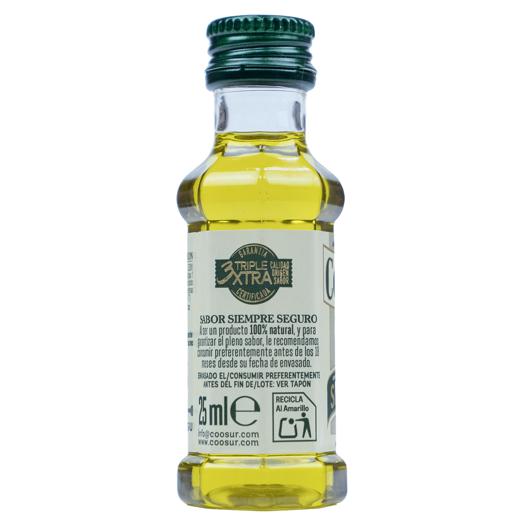 Caja de 300 uds miniaturas de aceite de oliva virgen extra 25 ml