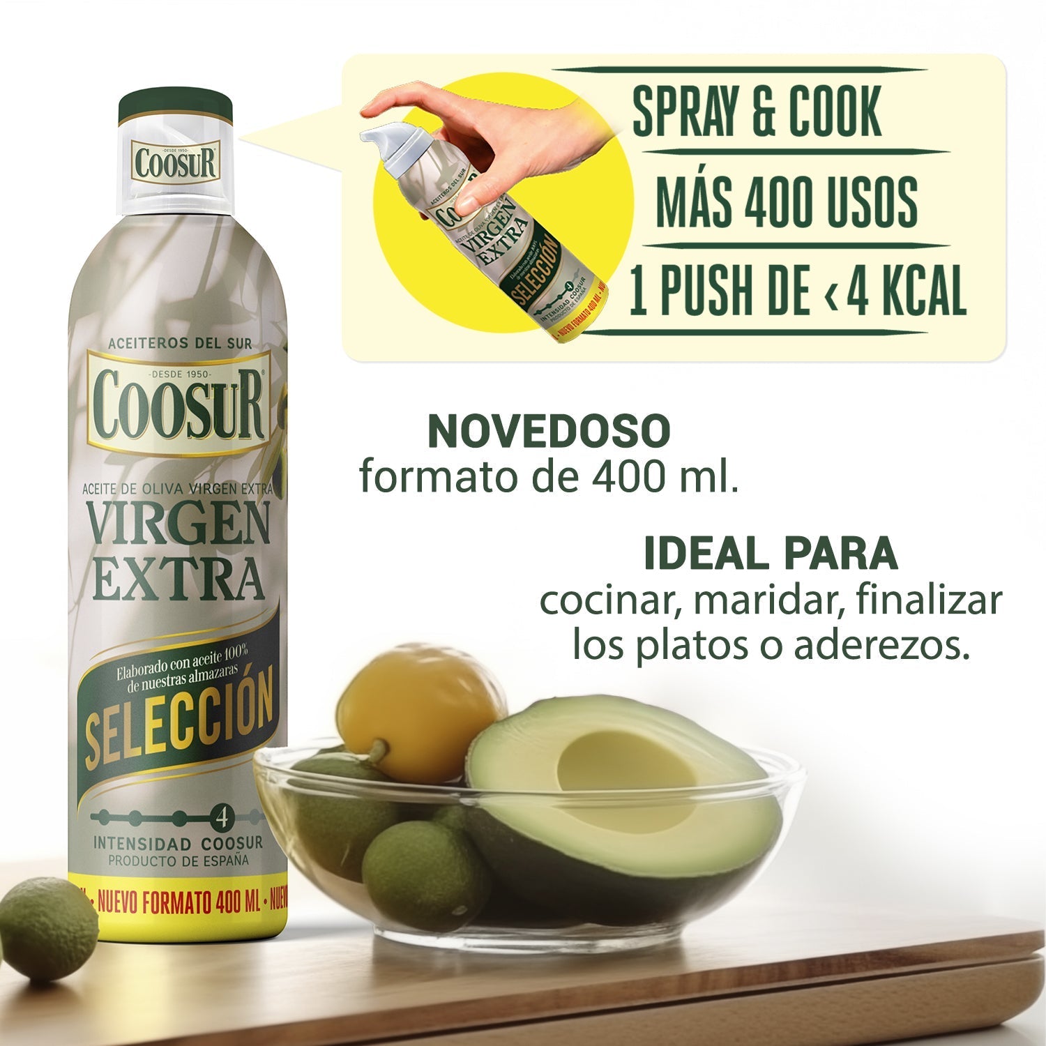 Aceite de oliva virgen extra selección en spray de 400 ml